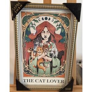 New Sapna Shah The Cat Lover Framed Wall Art Print 18”x12” Tarot Card Cats Rare